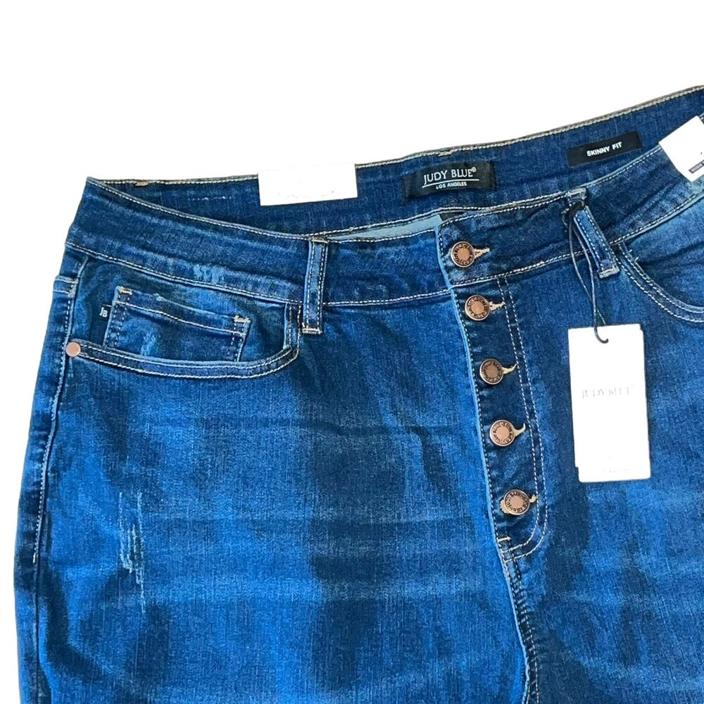NWT Judy Blue High Rise Exposed Button Nondistressed Skinny Fit Jeans 22W Plus - Picture 4 of 9